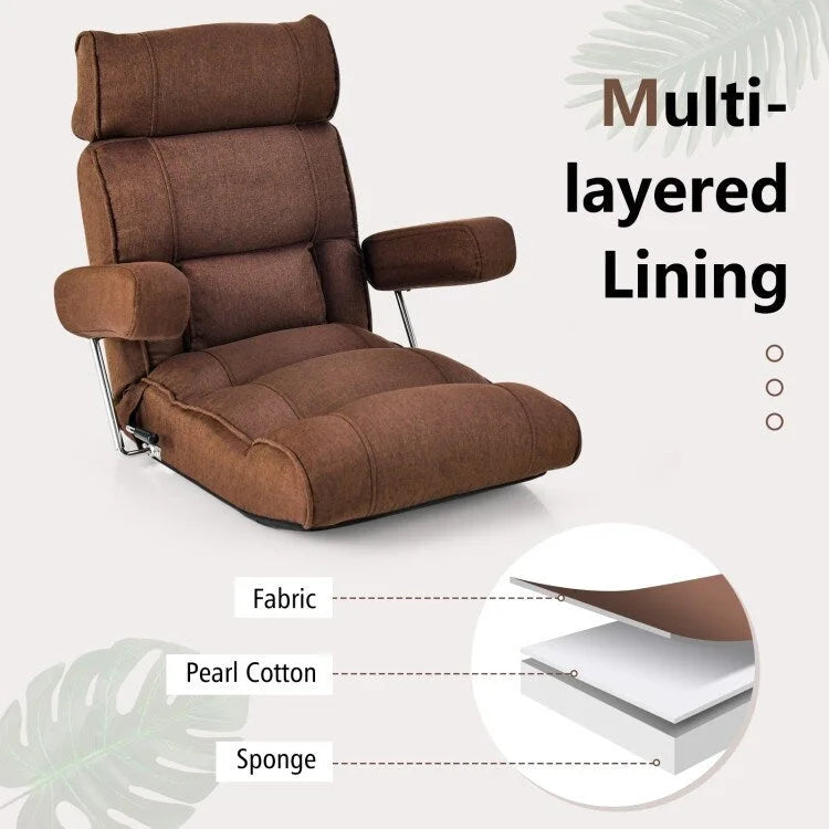 Adjustable Folding Sofa Chair with 6 Position Stepless Back - 31.5  x 28.5   x 29.5