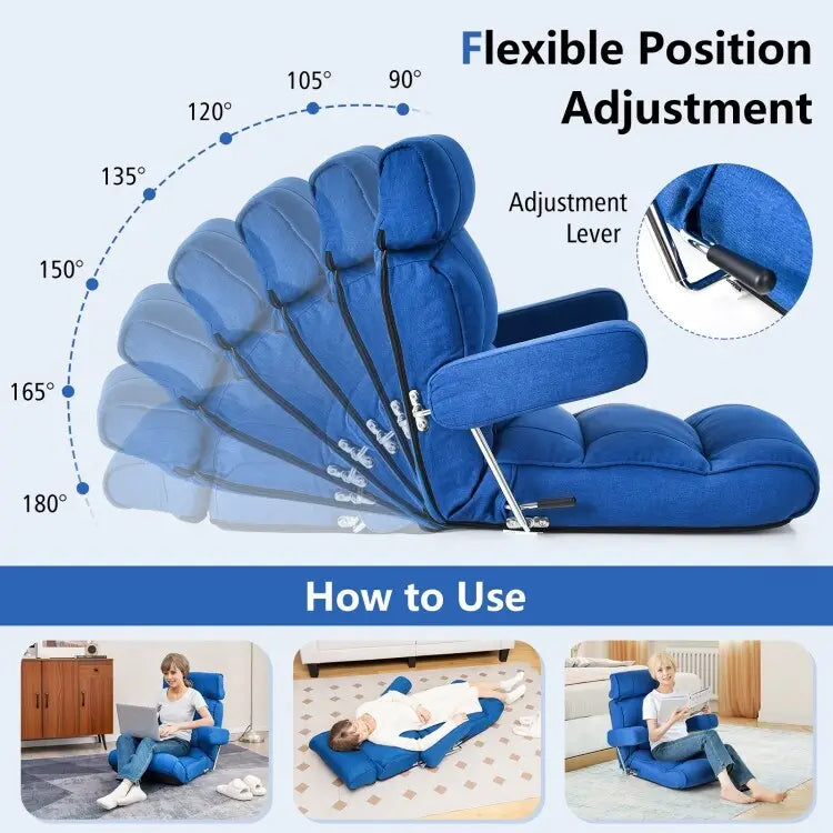 Adjustable Folding Sofa Chair with 6 Position Stepless Back - 31.5  x 28.5   x 29.5