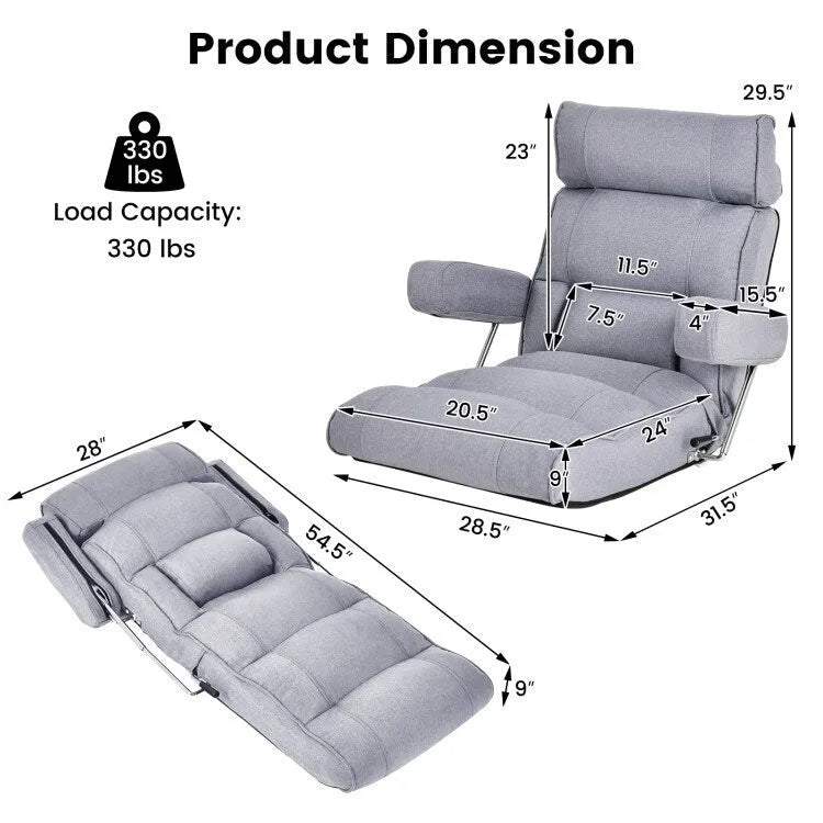 Adjustable Folding Sofa Chair with 6 Position Stepless Back - 31.5  x 28.5   x 29.5