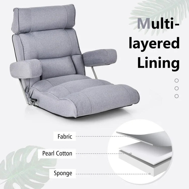 Adjustable Folding Sofa Chair with 6 Position Stepless Back - 31.5  x 28.5   x 29.5