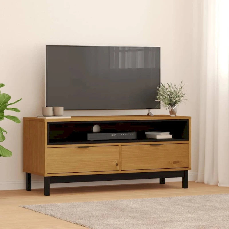 vidaXL TV Stand FLAM 43.3  x15.7  x19.7   Solid Wood Pine - 43.3   x 15.7   x 19.7  