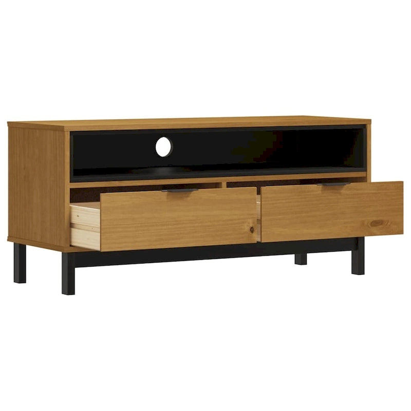 vidaXL TV Stand FLAM 43.3  x15.7  x19.7   Solid Wood Pine - 43.3   x 15.7   x 19.7