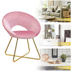 Costway Modern Velvet Accent Chair Upholstered Vanity Chair w/Golden - See Details