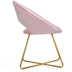 Costway Modern Velvet Accent Chair Upholstered Vanity Chair w/Golden - See Details