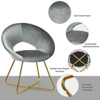 Costway Modern Velvet Accent Chair Upholstered Vanity Chair w/Golden - See Details