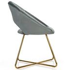 Costway Modern Velvet Accent Chair Upholstered Vanity Chair w/Golden - See Details