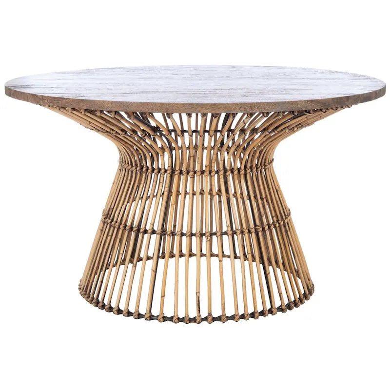 SAFAVIEH Aveline Modern Rattan Round Coffee Table - 31.5   W x 31.5   L x 17.7   H - 32Wx32Dx18H