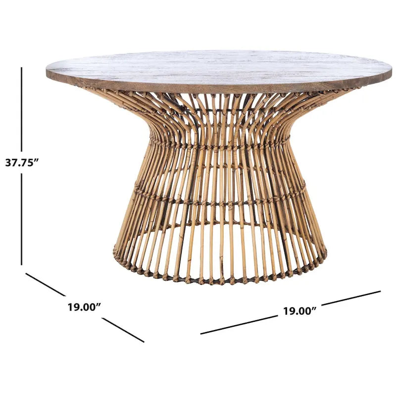 SAFAVIEH Aveline Modern Rattan Round Coffee Table - 31.5   W x 31.5   L x 17.7   H - 32Wx32Dx18H