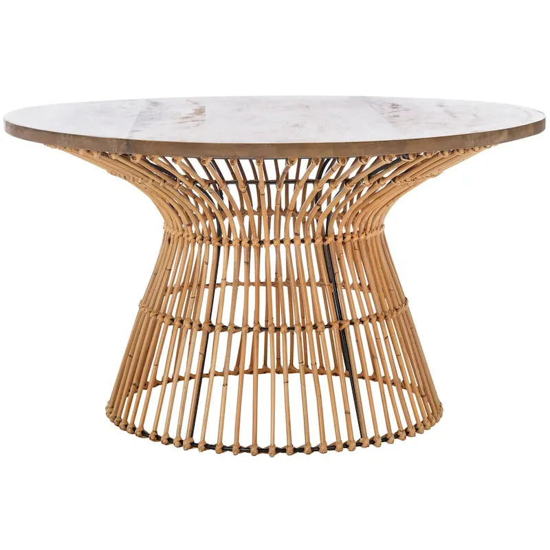 SAFAVIEH Aveline Modern Rattan Round Coffee Table - 31.5   W x 31.5   L x 17.7   H - 32Wx32Dx18H
