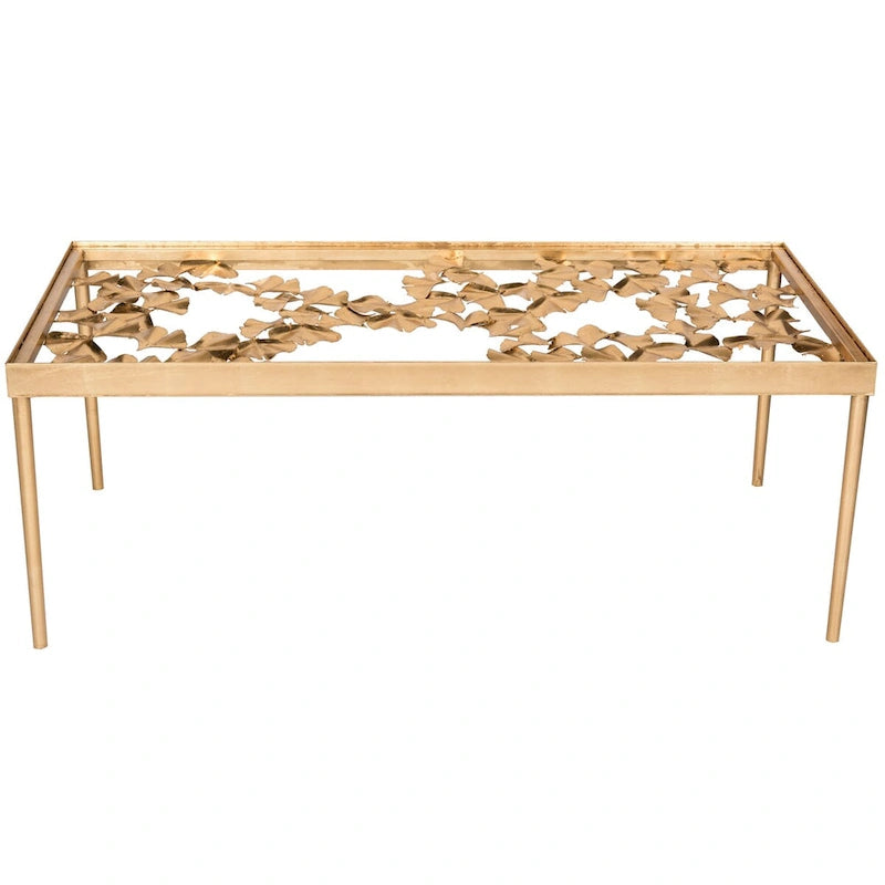 SAFAVIEH Julianne Antique Gold Leaf Coffee Table - 48   x 24   x 17.8   - 48Wx24Dx18H