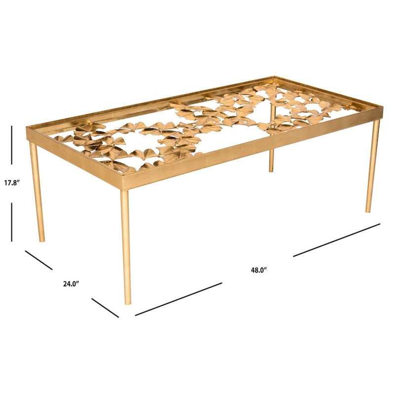 SAFAVIEH Julianne Antique Gold Leaf Coffee Table - 48   x 24   x 17.8   - 48Wx24Dx18H