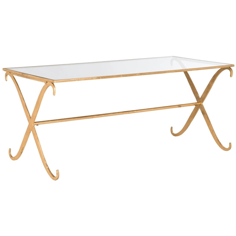 SAFAVIEH Olka Gold/ Tempered Glass Top Coffee Table - 43   x 20   x 18.3   - 43Wx20Dx18H