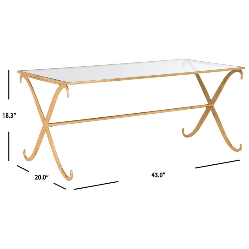 SAFAVIEH Olka Gold/ Tempered Glass Top Coffee Table - 43   x 20   x 18.3   - 43Wx20Dx18H
