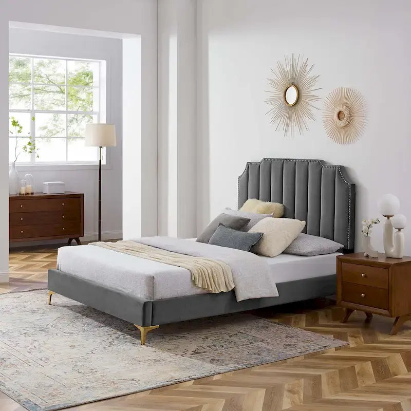 Colette King Performance Velvet Platform Bed