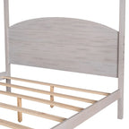 Pine Wood Canopy Platform Bed: Headboard, Sturdy Frame