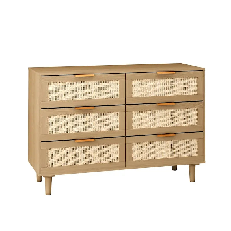 Rattan Drawer Dresser with 6 Drawers, Perfect for Bedroom and Living Room