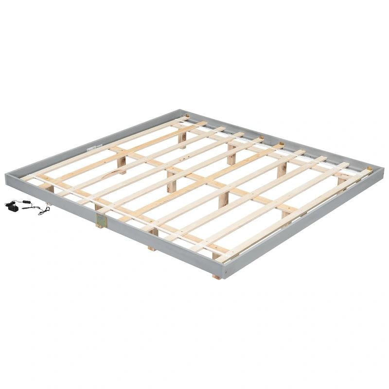 King Size Floating Bed with LED Lights