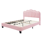 2-Pieces Bedroom Sets Full Size Flower-Shaped Upholstered LED Platform Bed with Storage Ottoman-Sherpa Fabric