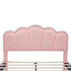 2-Pieces Bedroom Sets Full Size Flower-Shaped Upholstered LED Platform Bed with Storage Ottoman-Sherpa Fabric