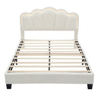 2-Pieces Bedroom Sets Full Size Flower-Shaped Upholstered LED Platform Bed with Storage Ottoman-Sherpa Fabric