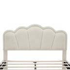 2-Pieces Bedroom Sets Full Size Flower-Shaped Upholstered LED Platform Bed with Storage Ottoman-Sherpa Fabric