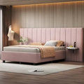 Full Size Velvet Upholstered Platform Bed with Big Headboard, Bedroom Furniture