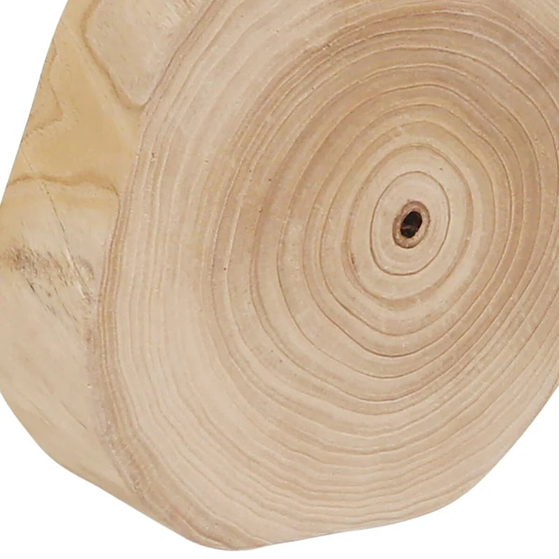 16  H Wooden Stool with Live-Edge Round Top and Triangle Footrest Base, Natural Finish Perfect for Extra