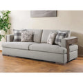 HomeRoots 92   Beige Fabric Sofa And Toss Pillows With Brown Legs - 92