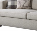 HomeRoots 92   Beige Fabric Sofa And Toss Pillows With Brown Legs - 92