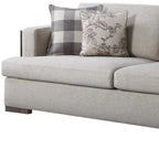 HomeRoots 92   Beige Fabric Sofa And Toss Pillows With Brown Legs - 92