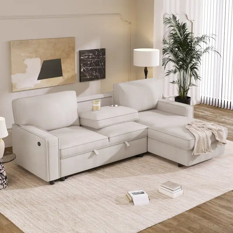 Upholstery Sleeper Sectional Sofa with Storage and USB port