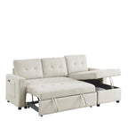78.5-inch Beige Reversible Sleeper Sectional Sofa with Storage Chaise and Side Storage Bag - 78.5  W x 49  D x 31  H