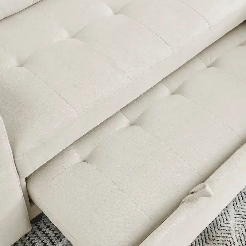 78.5-inch Beige Reversible Sleeper Sectional Sofa with Storage Chaise and Side Storage Bag - 78.5  W x 49  D x 31  H