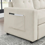 78.5-inch Beige Reversible Sleeper Sectional Sofa with Storage Chaise and Side Storage Bag - 78.5  W x 49  D x 31  H
