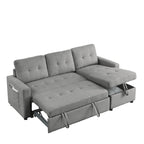 78.5-inch Beige Reversible Sleeper Sectional Sofa with Storage Chaise and Side Storage Bag - 78.5  W x 49  D x 31  H