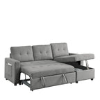 78.5-inch Beige Reversible Sleeper Sectional Sofa with Storage Chaise and Side Storage Bag - 78.5  W x 49  D x 31  H