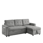 78.5-inch Beige Reversible Sleeper Sectional Sofa with Storage Chaise and Side Storage Bag - 78.5  W x 49  D x 31  H