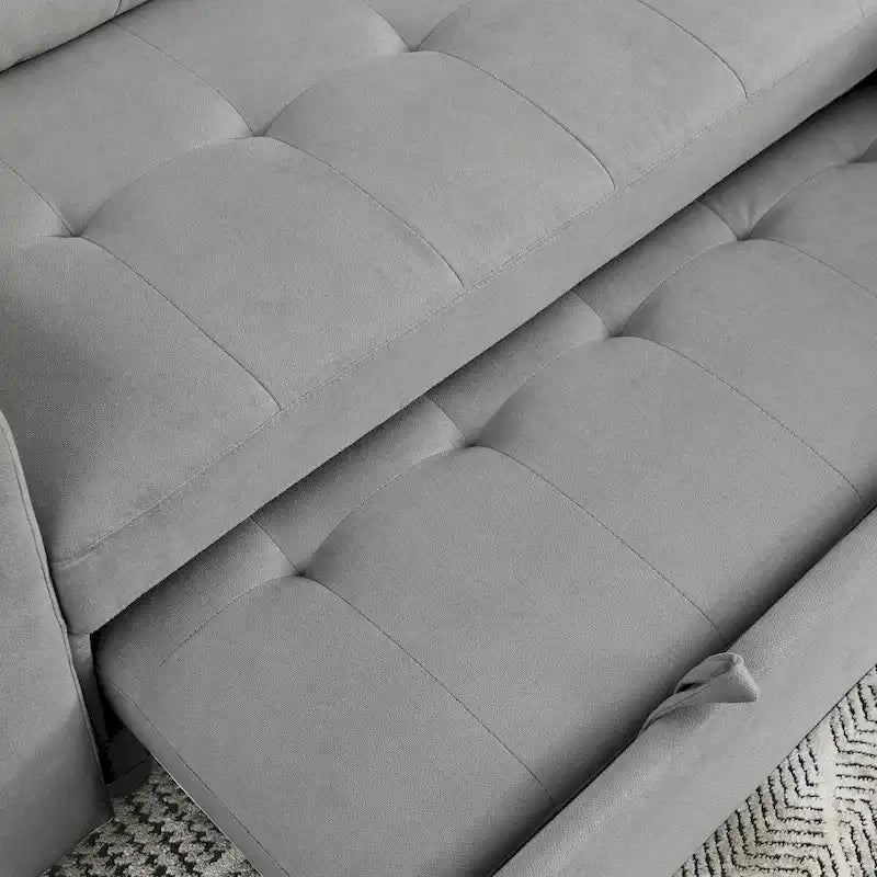 78.5-inch Beige Reversible Sleeper Sectional Sofa with Storage Chaise and Side Storage Bag - 78.5  W x 49  D x 31  H