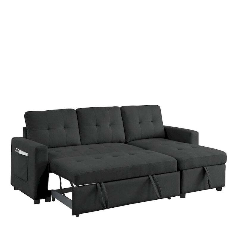 78.5-inch Beige Reversible Sleeper Sectional Sofa with Storage Chaise and Side Storage Bag - 78.5  W x 49  D x 31  H