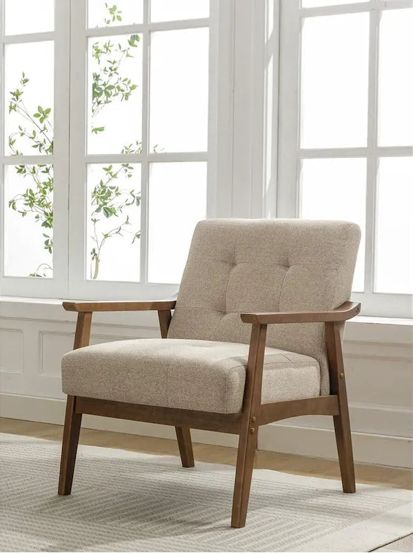 Porthos Home Galina Fabric Accent Chair with Rubberwood Legs