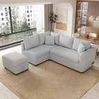 MERAX L-shaped Sectional Pull Out Sleeper Sofa with Storage Ottoman