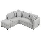 MERAX L-shaped Sectional Pull Out Sleeper Sofa with Storage Ottoman