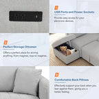 MERAX L-shaped Sectional Pull Out Sleeper Sofa with Storage Ottoman