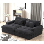 Luxe Sleeper Sofa with Soft Corduroy Upholstery Double Chaise Design Convertible to Twin Size Bed Extra Large
