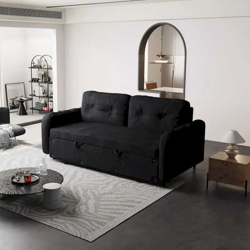 66.2   Queen Pull Out Sofa Bed with Storage and 2 Soft Pillows