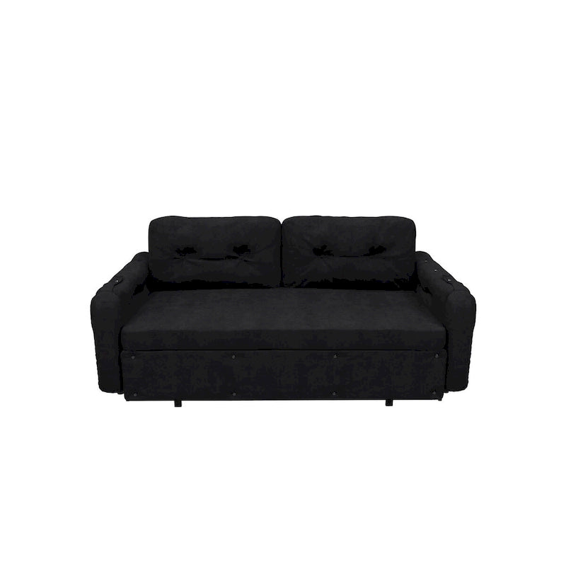 66.2   Queen Pull Out Sofa Bed with Storage and 2 Soft Pillows