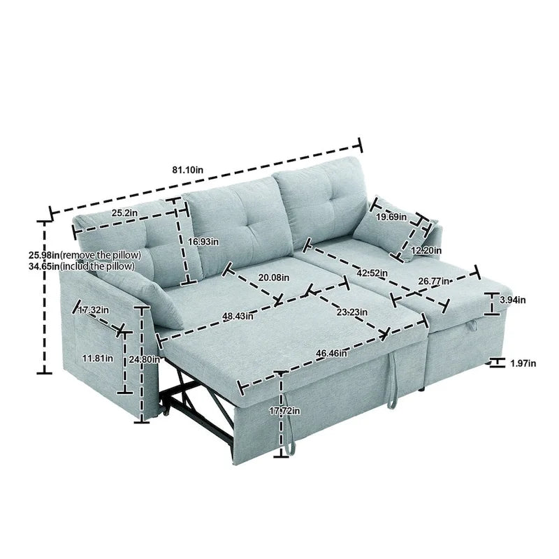 L-Shaped Modular Sectional Sofa with Reversible Chaise and Storage