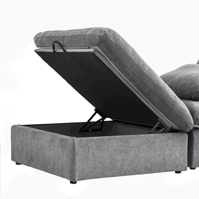 3PCS Living Room Sofa Set, Cloud Modular Sectional Sofa with Storage Ottoman