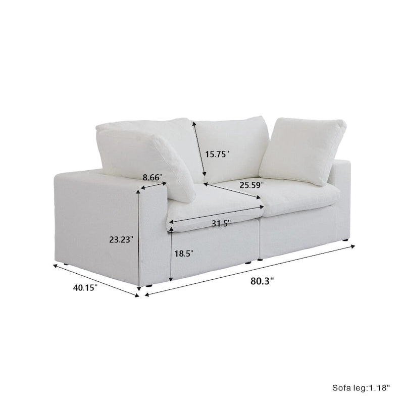 3PCS Living Room Sofa Set, Cloud Modular Sectional Sofa with Storage Ottoman