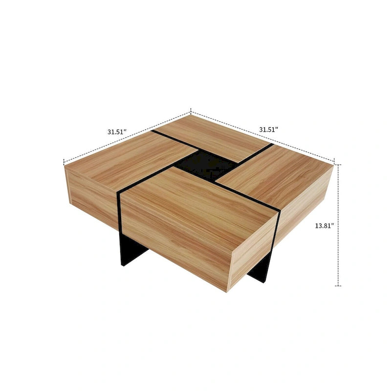 Unique Stylish Wooden Coffee Table with Sliding Extended Table Top